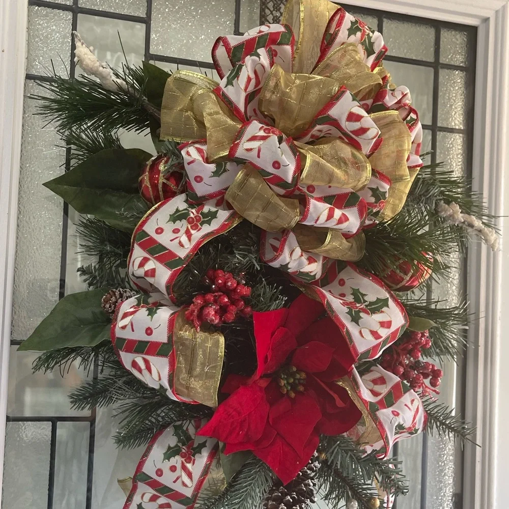 **NWT Poinsettia Swag Holiday Christmas Front Door Decor
